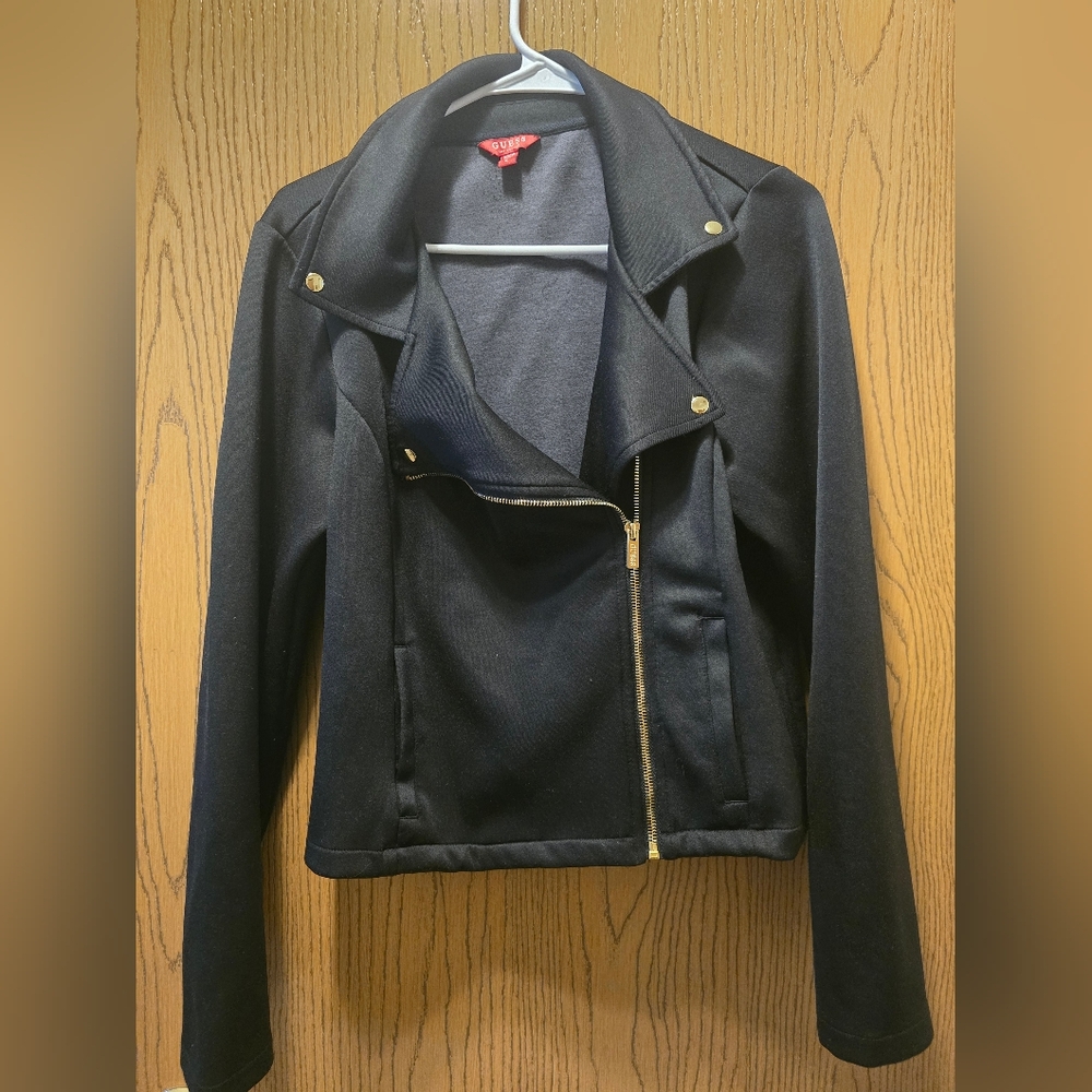 Guess BlackJacket with Gold Accents Women Size Large